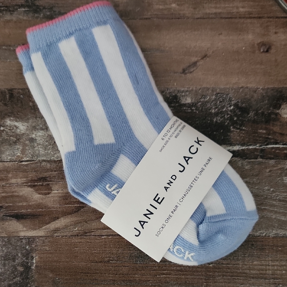 Janie and Jack Blue and White Striped Socks